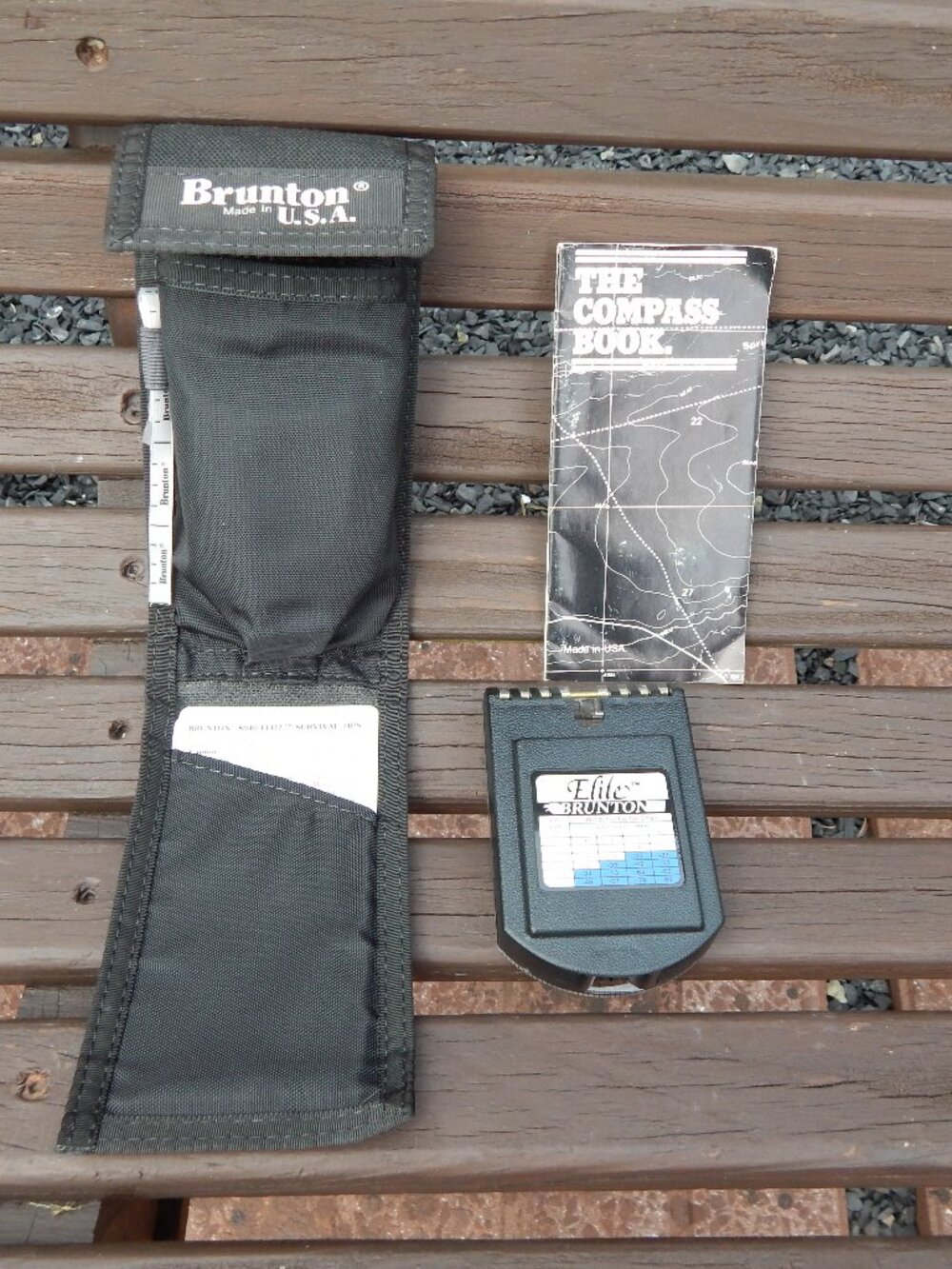 Vintage 1993 Brunton Elite Mirrored Sighting Compass USA Made w/ Pouch